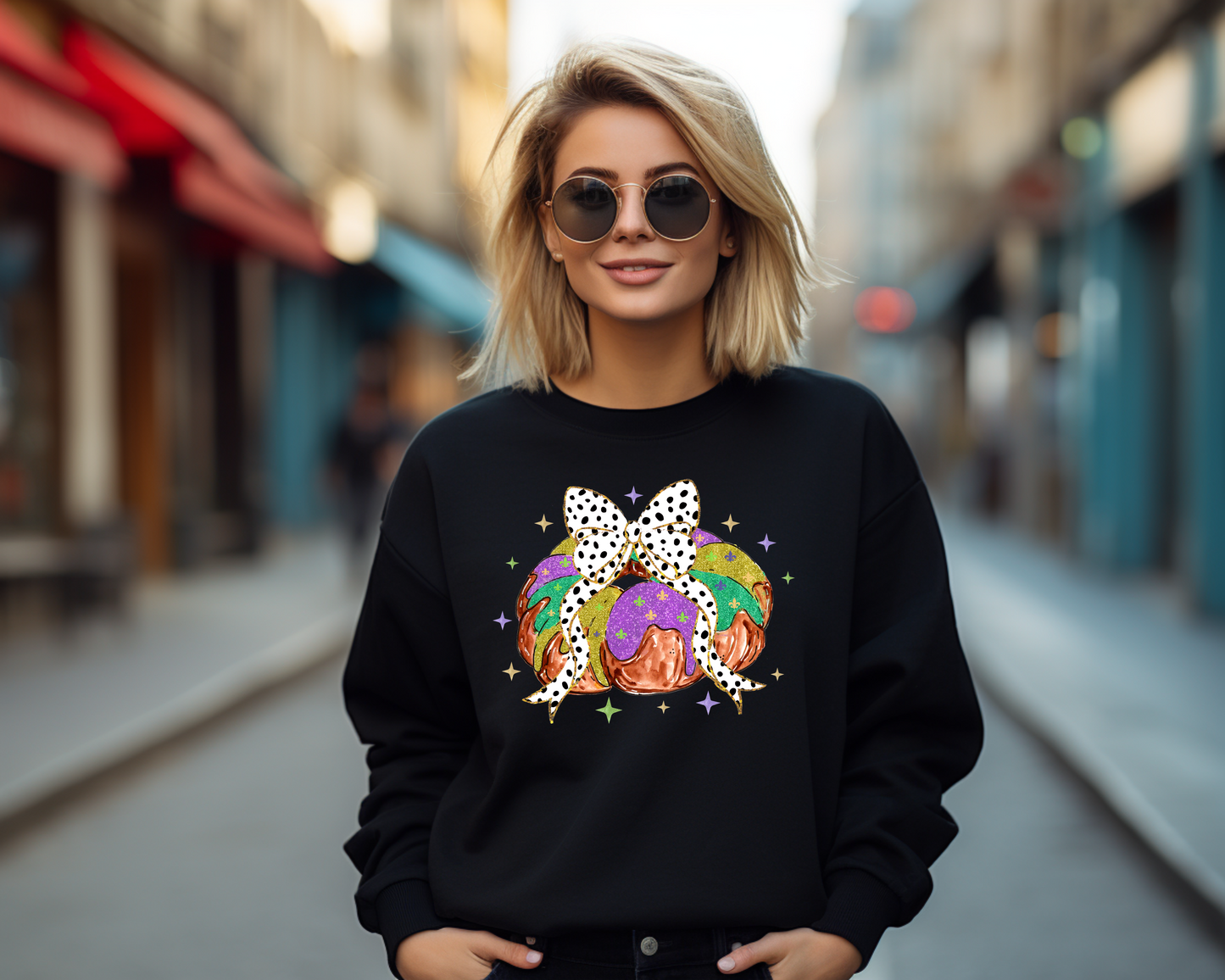 Mardi Gras King Cake Crew Sweatshirt
