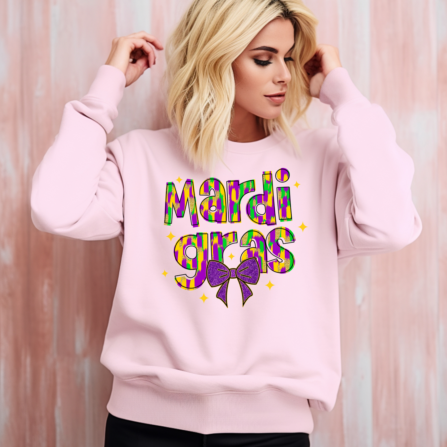 Purple Green Gold Color Block Mardi Gras Sweatshirt