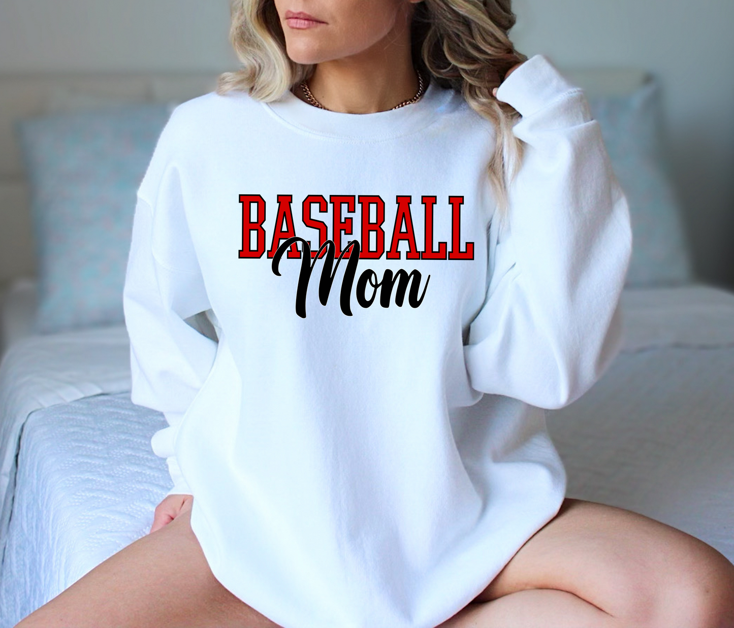 Baseball Mom Sweatshirt- Red Letters