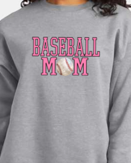 Baseball Mom Sweatshirt- Pink Letters