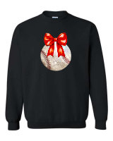 Glitter effect red bow baseball sweatshirt