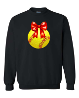 Glitter Softball Red Bow