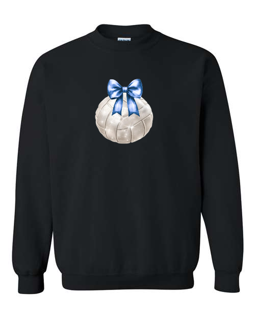 Glitter volleyball blue bow sweatshirt