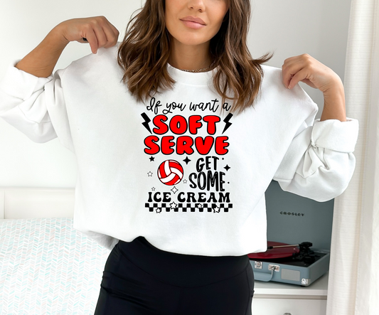Soft Serve Volleyball Sweatshirt - Red letters