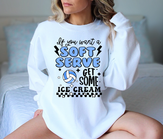 Soft Serve Volleyball Sweatshirt - blue lettering