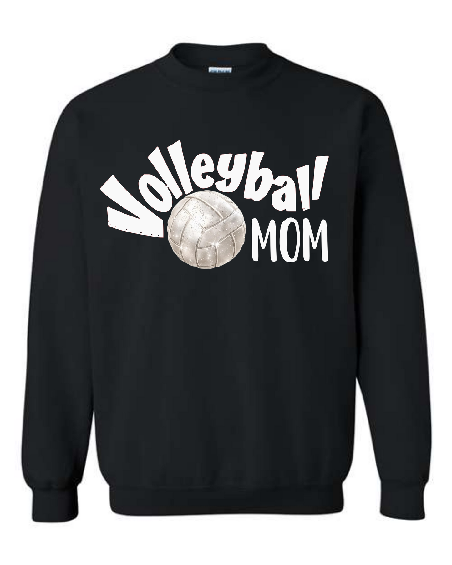 White Glitter Volleyball Mom Sweatshirt