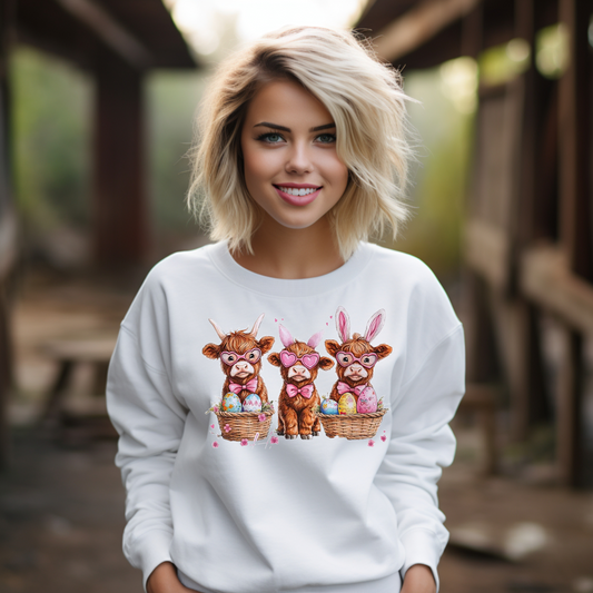 Easter Highland Cow Sweatshirt