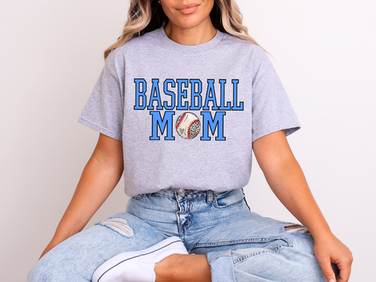 Baseball Mom Tee Blue with Baseball