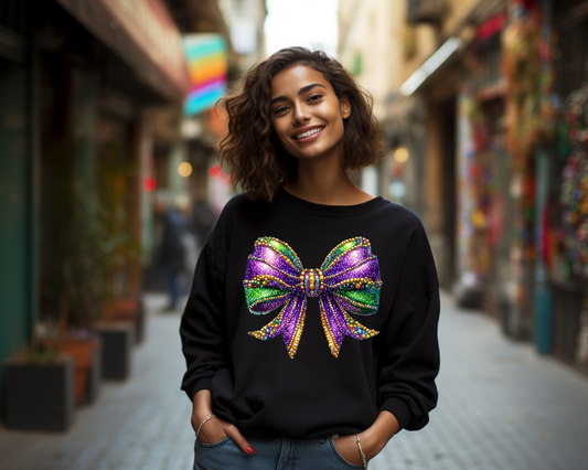 Mardi Gras Bow Sweatshirt