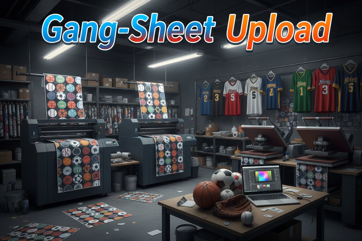 use images of sports and maybe a DTF print shop in the background